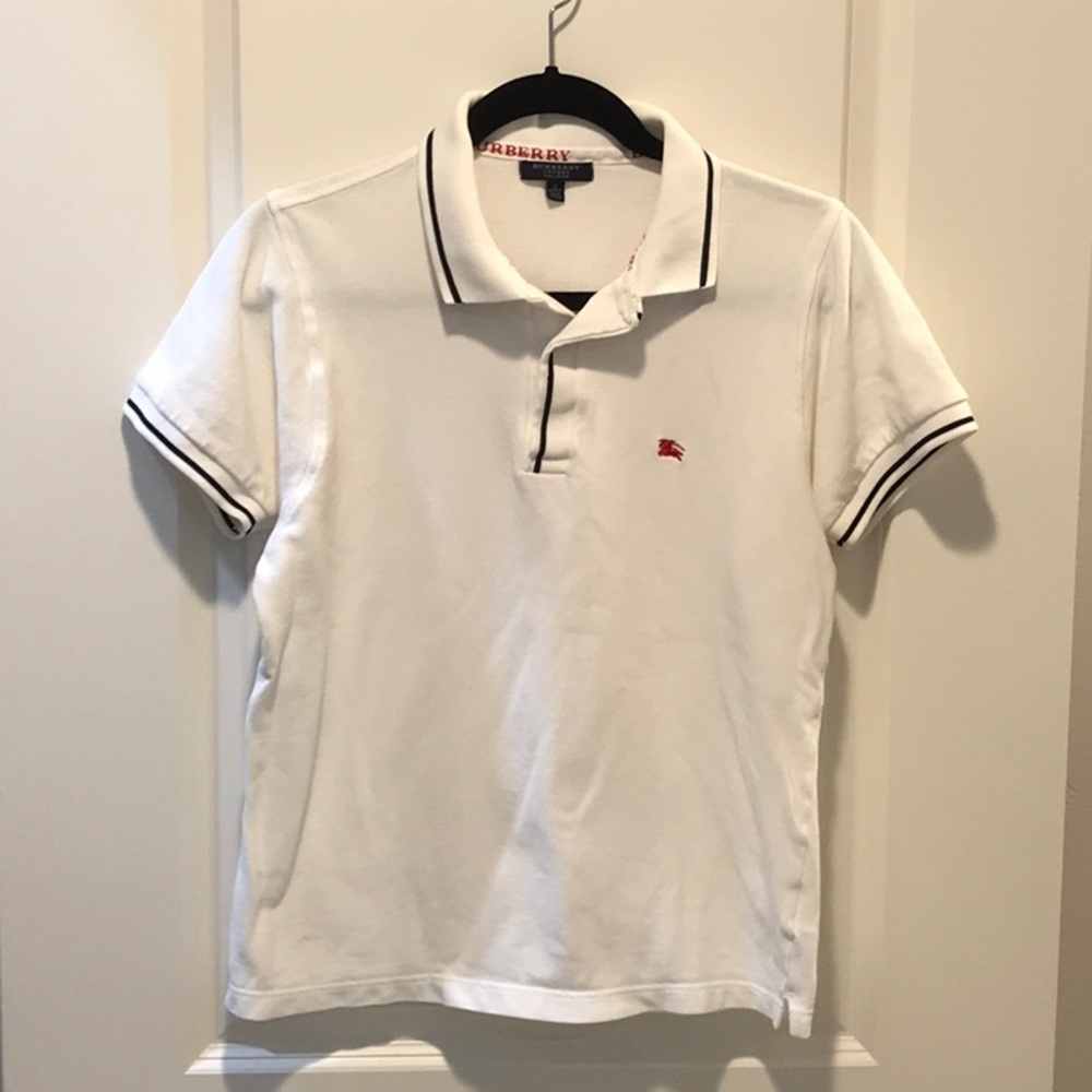 BURBERRY LONDON MENS WHITE POLO SHIRT. SIZE SMALL